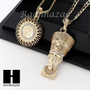 MEN ALLAH & NEFERTITI PENDANT BOX CUBAN CHAIN DOUBLE NECKLACE SET SD06