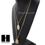 MEN GUADALUPE & LION PENDANT BOX CUBAN CHAIN DOUBLE NECKLACE SET SD07