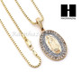 MEN GUADALUPE & LION PENDANT BOX CUBAN CHAIN DOUBLE NECKLACE SET SD07