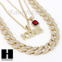 RUBY KING PENDANT 24" 30" CUBAN LINK ROPE CUBAN CHAIN NECKLACE SET D012