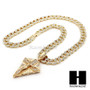 Hip Hop 14k Gold Plated Diamond Jesus Cross Pendant 30" Cuban Chain N06