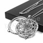 Antique Wheel of Life 5X Magnifying Glass Locket Pendant Necklace