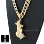 Hip Hop 14k Gold Plated Praying Hands Pendant 30" Cuban Link Chain N07