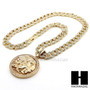 Hip Hop 14k Gold Plated Medusa Medallion Pendant 30" Cuban Link Chain 1