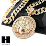 Hip Hop 14k Gold Plated Medusa Medallion Pendant 30" Cuban Link Chain 1