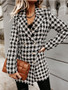Women's Lapel Double Breasted Plaid Regular Blazer Outerwear/Free Shipping