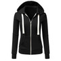 Women Long Sleeve Patchwork Solid Color Hooded Zipper Sport Coat/Free Shipping