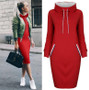 Womens Fashion Winter Spring Pullover Cold Protection Warmth Windproof Sweatshirts Long Hoodie Dress/Free Shipping