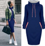 Womens Fashion Winter Spring Pullover Cold Protection Warmth Windproof Sweatshirts Long Hoodie Dress/Free Shipping