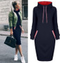 Womens Fashion Winter Spring Pullover Cold Protection Warmth Windproof Sweatshirts Long Hoodie Dress/Free Shipping