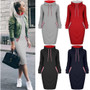 Womens Fashion Winter Spring Pullover Cold Protection Warmth Windproof Sweatshirts Long Hoodie Dress/Free Shipping