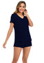 Women's Shorts Pajama Set V-neck Short Sleeve Sleepwear Nightwear/Free Shipping