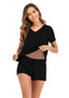 Women's Shorts Pajama Set V-neck Short Sleeve Sleepwear Nightwear/Free Shipping