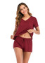 Women's Shorts Pajama Set V-neck Short Sleeve Sleepwear Nightwear/Free Shipping