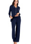 Long Sleeve Pajamas Set Womens Button Down Nightwear with Pocket/Free Shipping