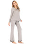 Pajamas Set Long Sleeve Sleepwear Womens V-neck Nightwear with Pocket/Free Shipping