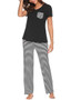 Women's Striped Spliced Sleepwear Short sleeve Pajama Sets With Pocket/Free Shipping