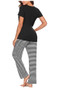 Women's Striped Spliced Sleepwear Short sleeve Pajama Sets With Pocket/Free Shipping