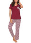 Women's Striped Spliced Sleepwear Short sleeve Pajama Sets With Pocket/Free Shipping