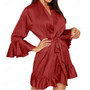 Lingerie Long Sleeve Lace Up Flouncy Night Robes/Free Shipping