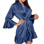 Lingerie Long Sleeve Lace Up Flouncy Night Robes/Free Shipping