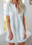 Tie Dye Button Up Ruffled Short Sleeve Dress/Free Shipping