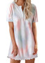 Tie Dye Button Up Ruffled Short Sleeve Dress/Free Shipping