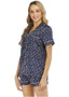 Love Printed Satin Short Sleeve Button Down Top & Short Pajamas Set/Free Shipping