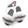 Ladies Summer Real Fox Fur Slippers Furry Fur Slippers