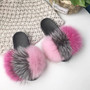 Ladies Summer Real Fox Fur Slippers Furry Fur Slippers