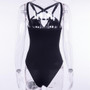 Sexy Gothic Pentagram Jumpsuit Cross Strap Bodysuit #JU2652