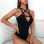 Sexy Gothic Pentagram Jumpsuit Cross Strap Bodysuit #JU2652