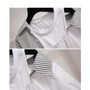 Striped Patchwork Off Shoulder Top Korean Blouse and Denim Shorts Set #JU2989