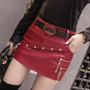 Korean Rivet Zipper Skirt Chic Leather Mini #JU2991