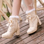 High Heeled Bow Lace Boots Lolita Shoes [3 Colors] #JU2219