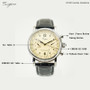 Sugess Chronograph Pilot Dress Watches with Genuine Leather Band