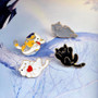 Kawaii Neko Atsume Cat Heart Backpack Pin Clips #JU2003