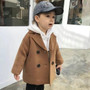 Winter Grid Jackets Boys girls Woolen Double-breasted Baby Boy Trench Coat Lapel Kids Outerwear Coats Wool Coat  Winter Overcoat