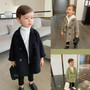 Winter Grid Jackets Boys girls Woolen Double-breasted Baby Boy Trench Coat Lapel Kids Outerwear Coats Wool Coat  Winter Overcoat