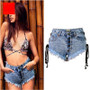 Denim Criss-Cross Lace Up Shorts