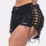 Sexy Lace Up Black Denim Shorts