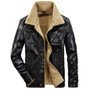 Men's Faux Leather Biker Jacket with Wool Lining