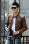 Men's Stand Up Collar Leather Jacket