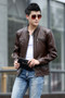 Men's Stand Up Collar Leather Jacket