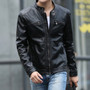 Men's Stand Up Collar Leather Jacket