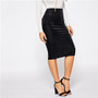 Elastic Waist Black Pencil Skirt