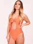 Super Cut Out Monokini Low Back One Piece Orange Swimsuit Bikini (UK)