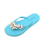 Baby Blue Handmade Flat Sandal With Crystal Flip Flop Shoe