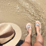 Baby Blue Handmade Flat Sandal With Crystal Flip Flop Shoe