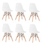6Pcs/Set Dining Chair Nordic Style Office Chair Plastic Kitchen Chairs Wooden Feet Dining Room Living Room Chairs （White/Black)